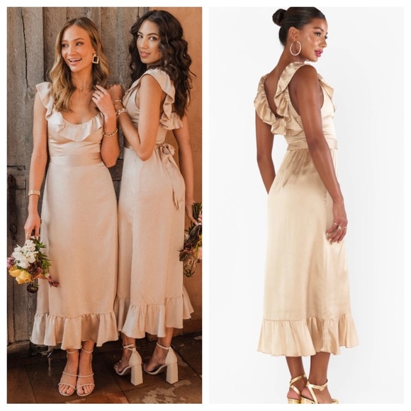 Show Me Your MuMu Dresses & Skirts - Show me your Mumu Alexis ruffled satin midi dress with belt 20316